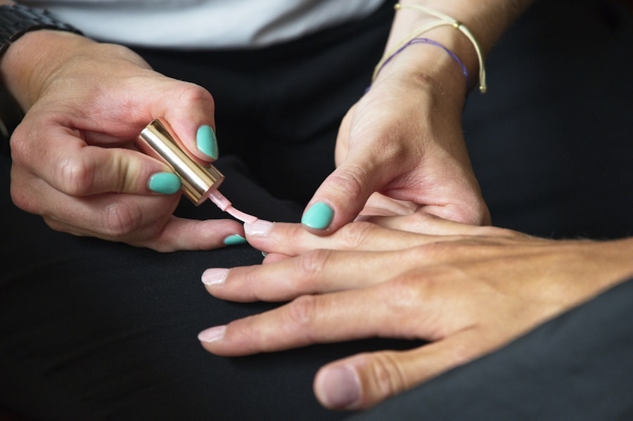 Glossy gelish manicure in progress